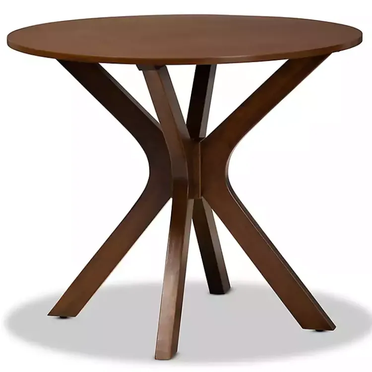 Kirklands Home Walnut Wood Round Kenji Small Dining Table Brown Best