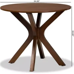 Kirklands Home Walnut Wood Round Kenji Small Dining Table Brown Best
