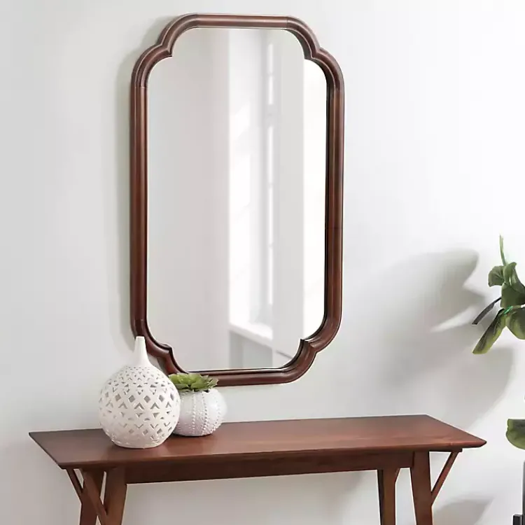 Kirklands Home Walnut Wood Scallop Wall Mirror Brown Online