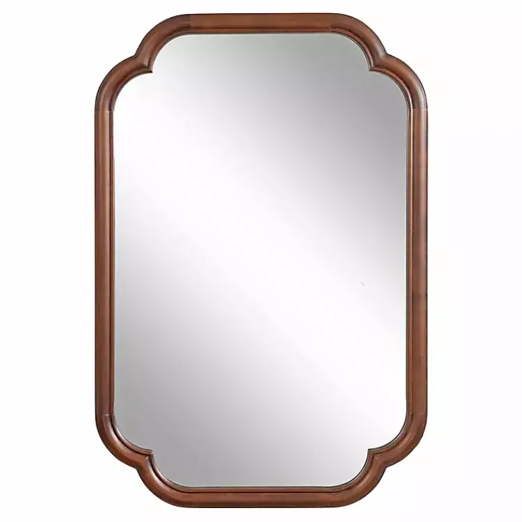 Kirklands Home Walnut Wood Scallop Wall Mirror Brown Online