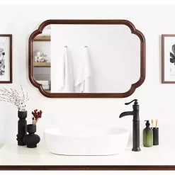Kirklands Home Walnut Wood Scallop Wall Mirror Brown Online