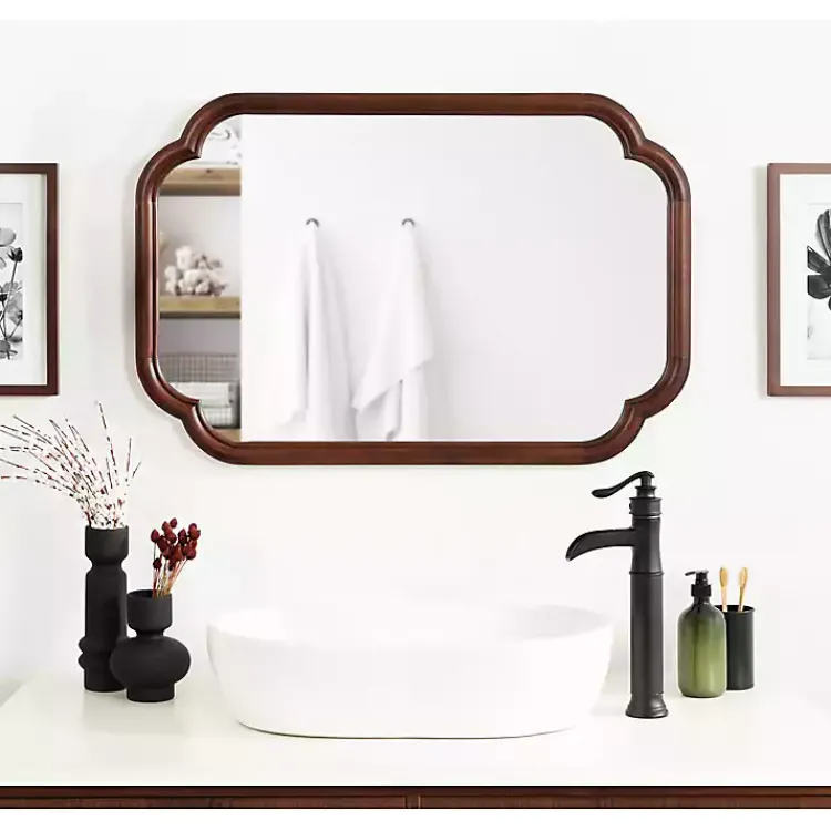 Kirklands Home Walnut Wood Scallop Wall Mirror Brown Online