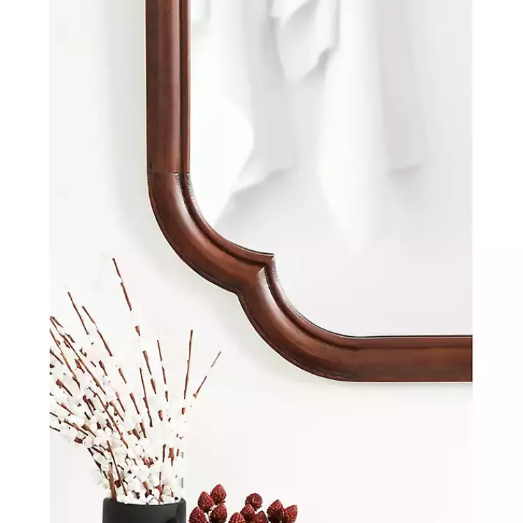 Kirklands Home Walnut Wood Scallop Wall Mirror Brown Online