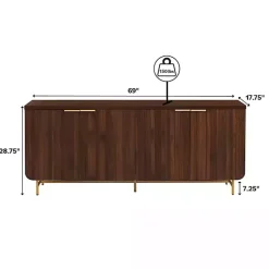 Kirklands Home Walnut Wood Scandinavian 4-Door Sideboard Brown Best