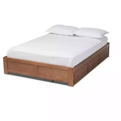 Kirklands Home Walnut Wooden 3-Drawer Platform Bed Brown Outlet