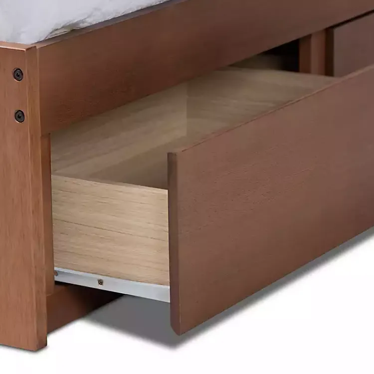 Kirklands Home Walnut Wooden 3-Drawer Platform Bed Brown Outlet