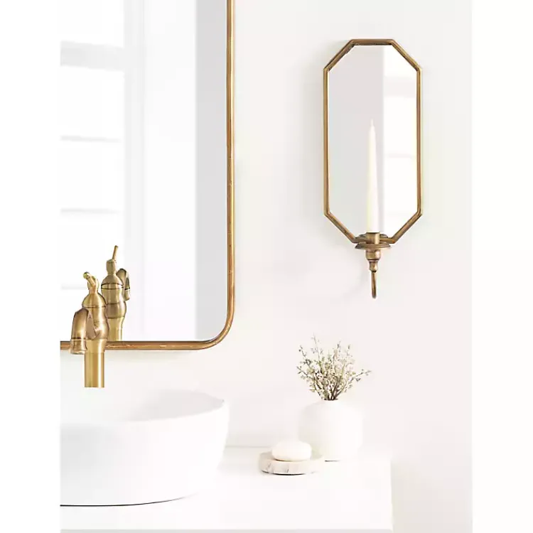 Sconces>Kirklands Home Wardelle Antique Gold Mirrored Taper Candle Sconce