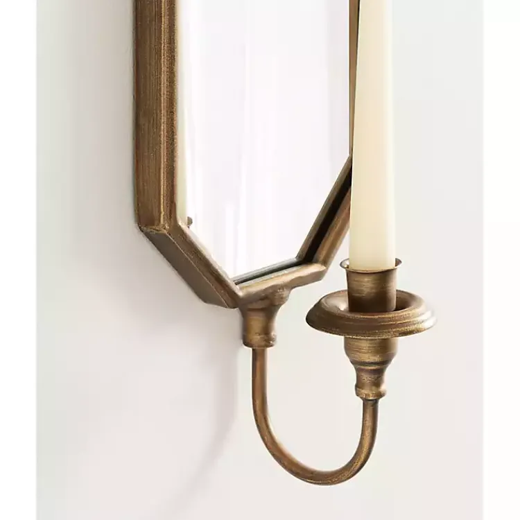 Sconces>Kirklands Home Wardelle Antique Gold Mirrored Taper Candle Sconce