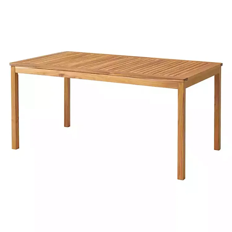 Kirklands Home Warm Acacia Wood Slatted 5-pc. Outdoor Dining Set New