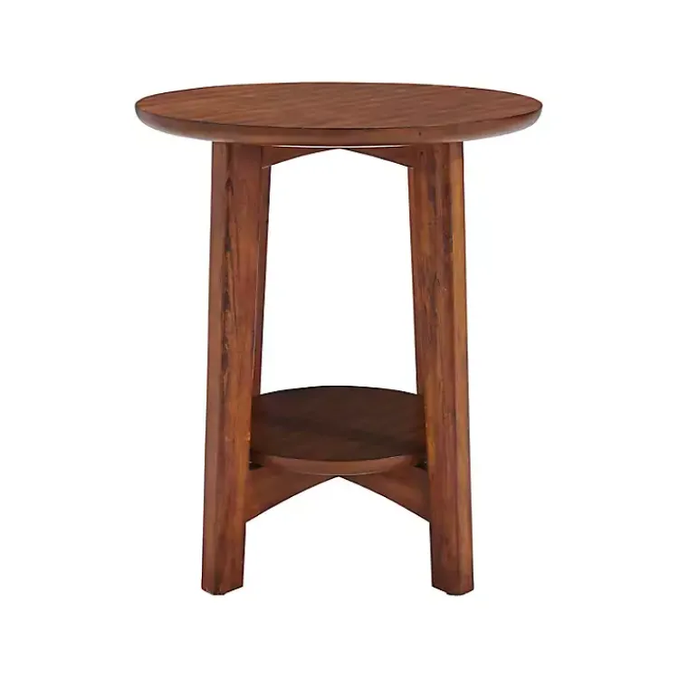 Kirklands Home Warm Chestnut Wood Round Accent Table Brown Clearance