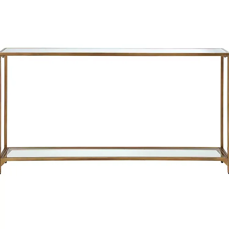 Kirklands Home Warm en Mirrored Top Console Table Gold Outlet