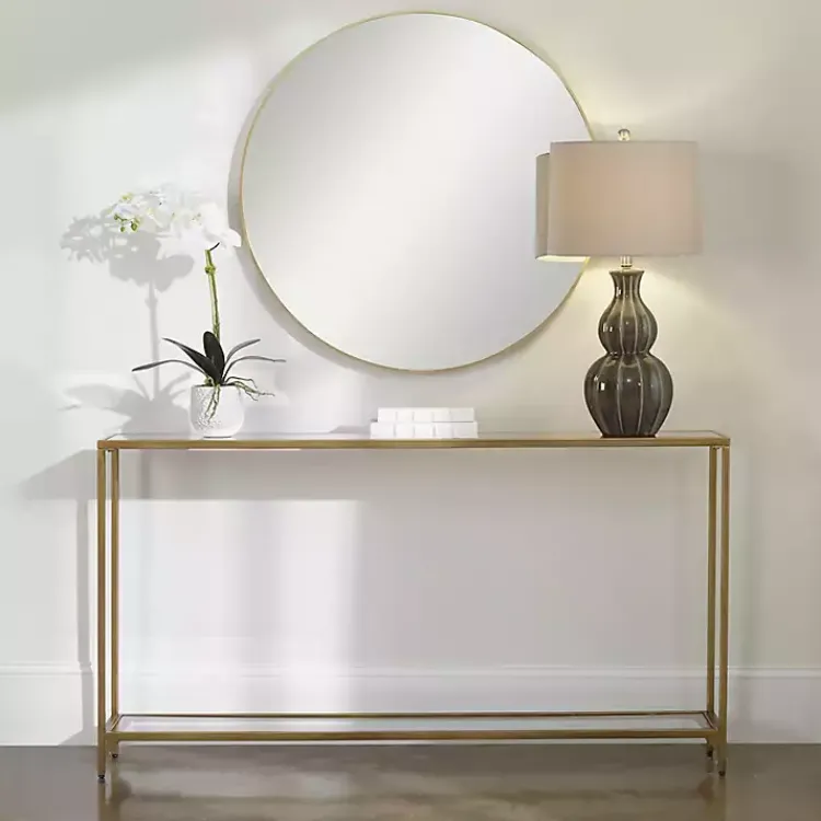 Kirklands Home Warm en Mirrored Top Console Table Gold Outlet