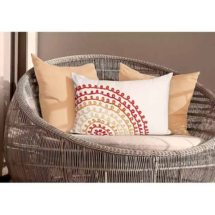 Kirklands Home Warm Lamontage Swirl Outdoor Lumbar Pillow Ivory Clearance