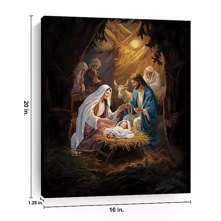 Christmas Art & Wall Decor>Kirklands Home Warm Nativity Scene Canvas Art Print, 16x20 in.