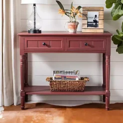 Kirklands Home Warm 2- Drawer Samantha Console Table Red