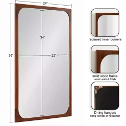 Kirklands Home Warm Walnut Rounded Rectangle Wall Mirror Clearance