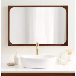 Kirklands Home Warm Walnut Rounded Rectangle Wall Mirror Clearance