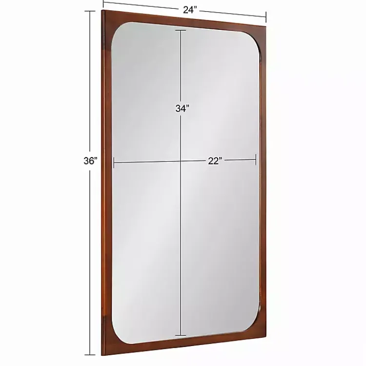 Kirklands Home Warm Walnut Rounded Rectangle Wall Mirror Clearance