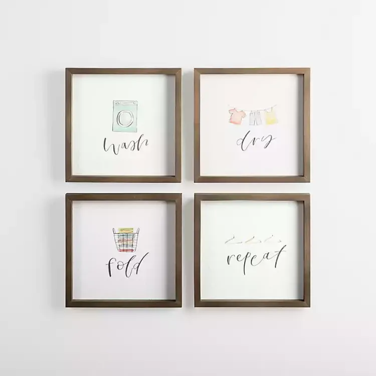 Kirklands Home Wash Dry Fold Wall Plaques, Set of 4 Clearance