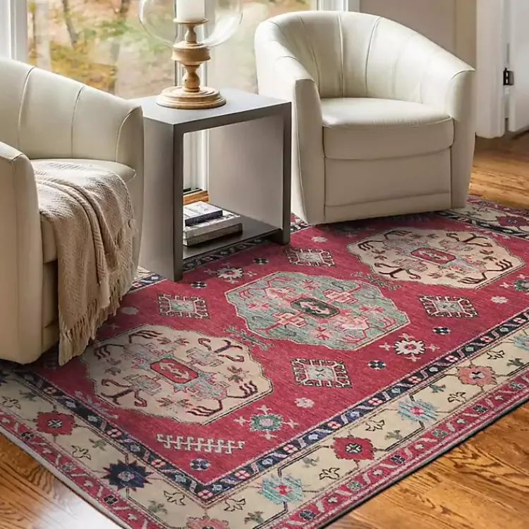 Kirklands Home Washable Shary Coral Area Rug, 5x7 Pink Sale