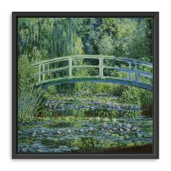 Kirklands Home Water Lilies and Japanese Bridge Framed Art Print Green Outlet