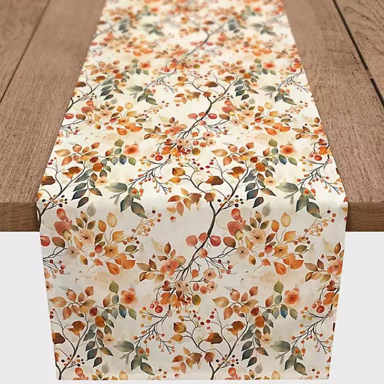 Fall>Kirklands Home Watercolor Autumn Botanicals Table Runner, 90 in.