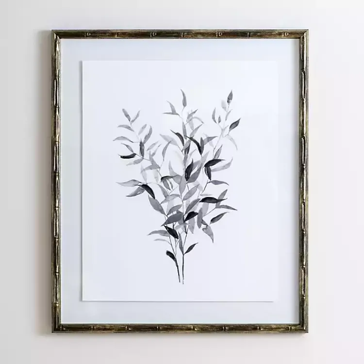 Kirklands Home Watercolor Bamboo Leaves Framed Art Print Outlet
