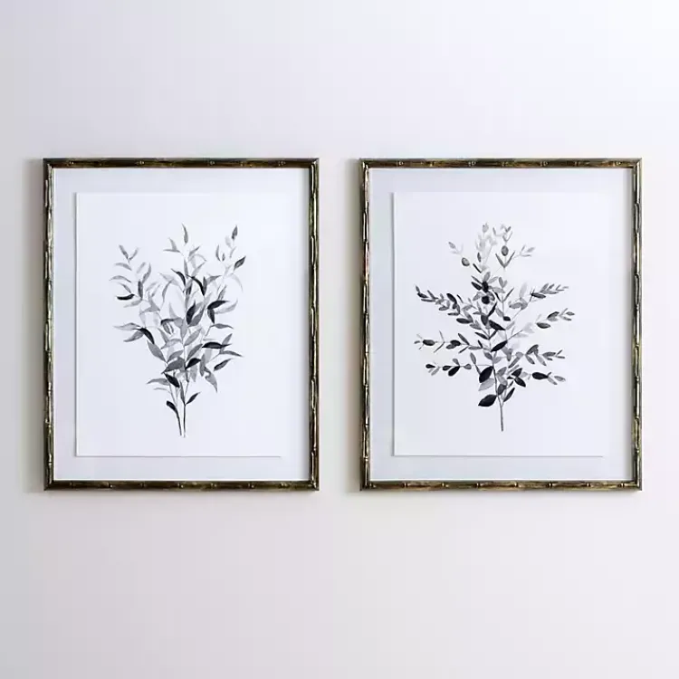 Kirklands Home Watercolor Bamboo Leaves Framed Art Print Outlet