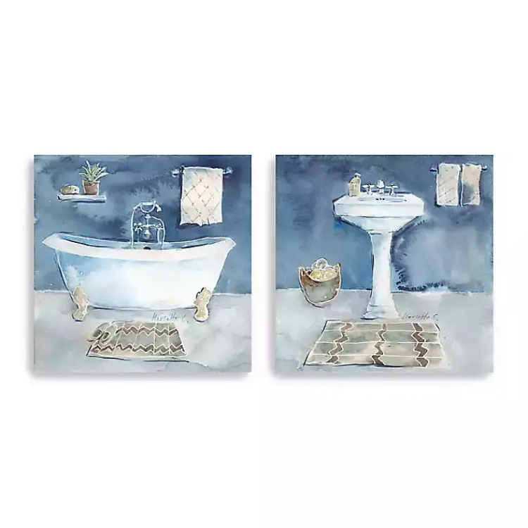 Kirklands Home Watercolor Bathroom Canvas Art Prints, Set of 2 Hot