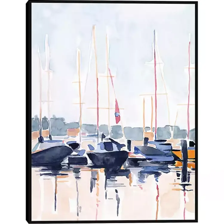 Kirklands Home Watercolor Boat Club Framed Canvas Art Print Outlet
