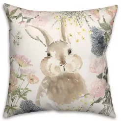 Easter Decorations>Kirklands Home Watercolor Bunny and Flowers Pillow Multi