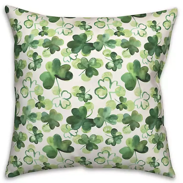 Pillows>Kirklands Home Watercolor Clovers Indoor/Outdoor Pillow Green