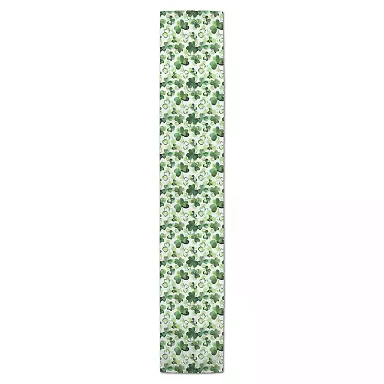 St Patricks Day Decorations>Kirklands Home Watercolor Clovers Table Runner, 72 in.