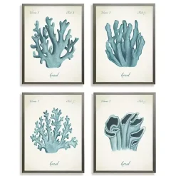 Kirklands Home Watercolor Coral Gray Framed Art Prints, Set of 4 Sale