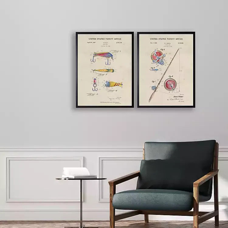 Kirklands Home Watercolor Fish and Lure Patent Framed Art Print Multi Outlet