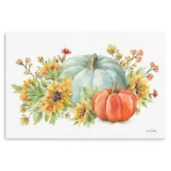 Fall>Kirklands Home Watercolor Floral Pumpkins Canvas Print, 36x24 in. Multi