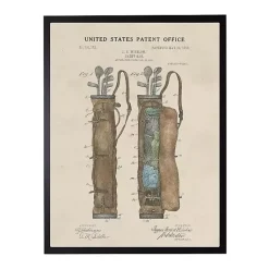 Kirklands Home Watercolor Golf Bag Framed Art Print Tan Sale