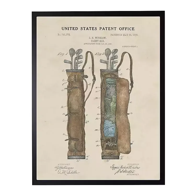 Kirklands Home Watercolor Golf Bag Framed Art Print Tan Sale