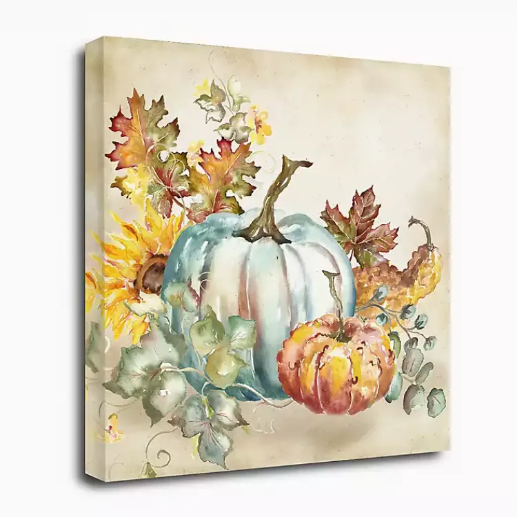 Fall>Kirklands Home Watercolor Harvest Pumpkins Canvas Art Print