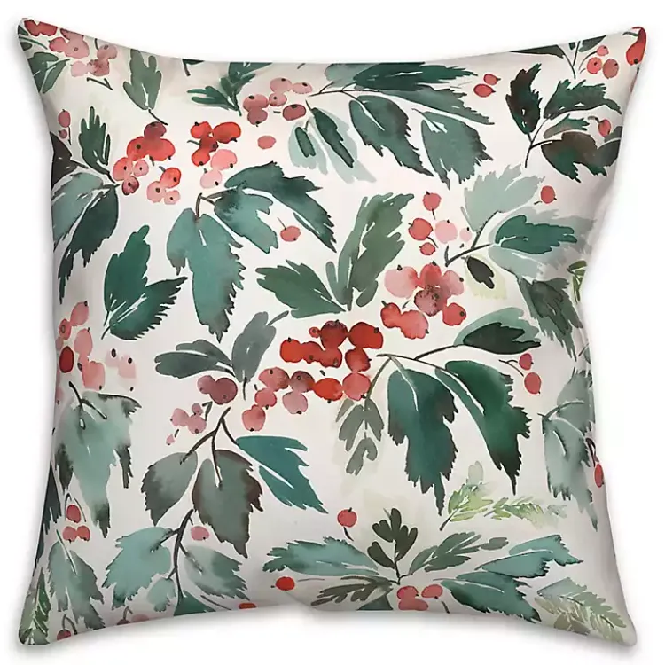 Christmas Pillows>Kirklands Home Watercolor Holly Pillow