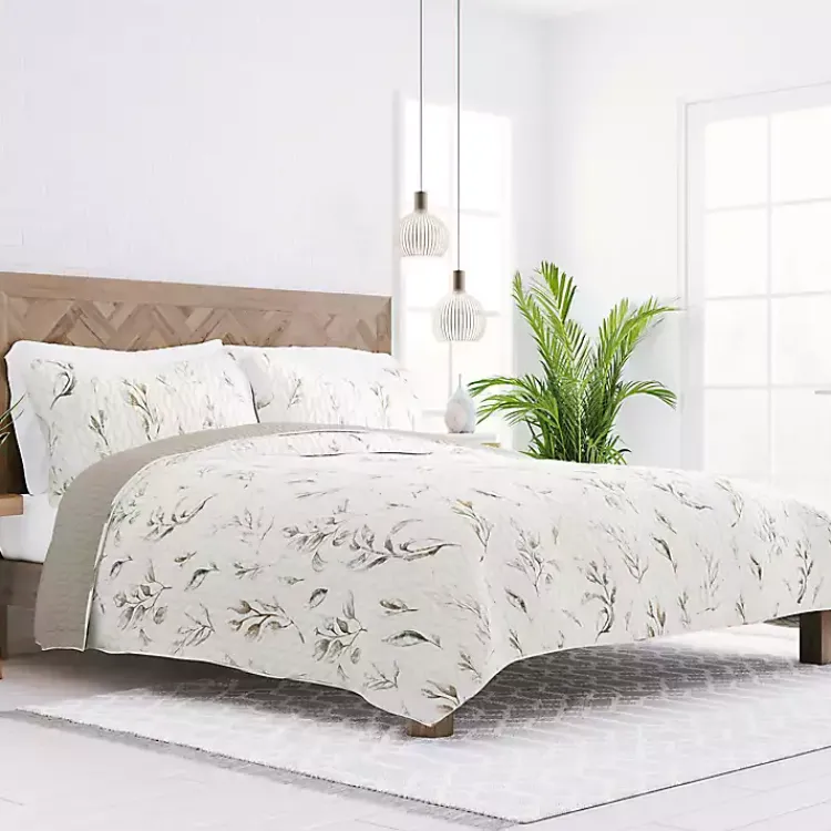 Kirklands Home Watercolor Leaves Reversible 2-pc. Twin Quilt Set Sale