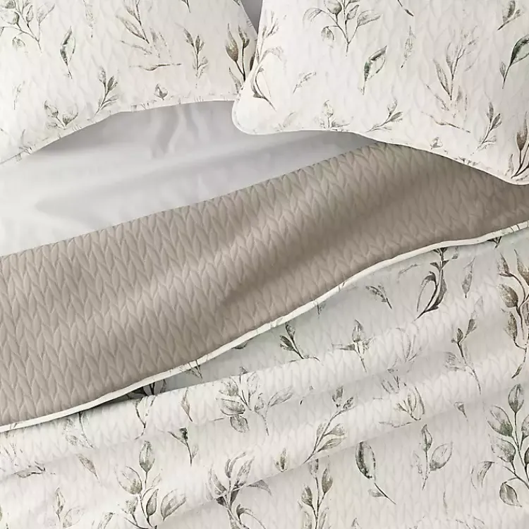 Kirklands Home Watercolor Leaves Reversible 3-pc. Queen Quilt Set New