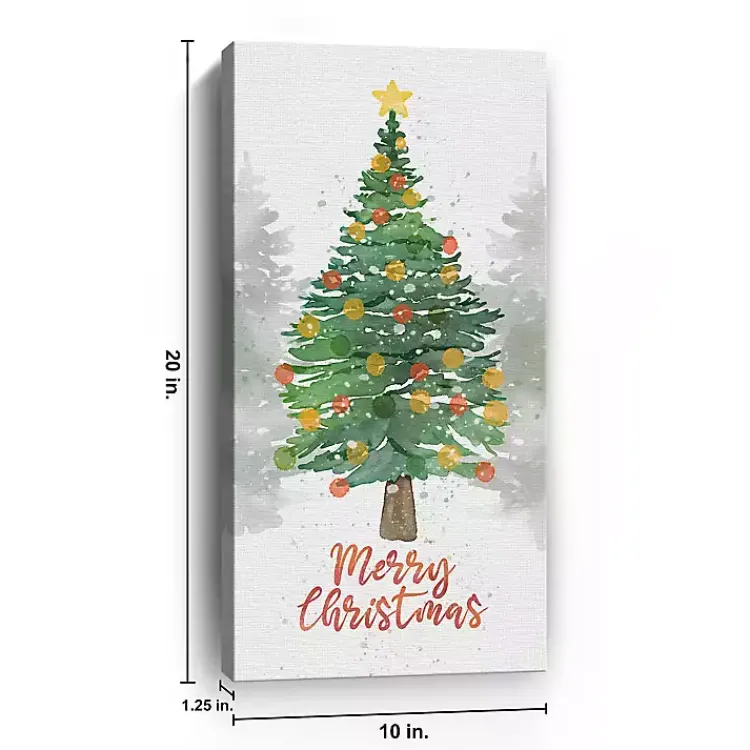 Christmas Art & Wall Decor>Kirklands Home Watercolor Merry Christmas Canvas Print, 10x20 in.