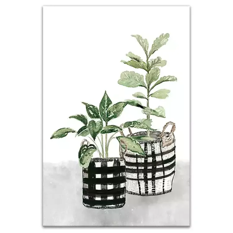 Kirklands Home Watercolor Plaid Vase Canvas Art Print, 20x30 in. Outlet