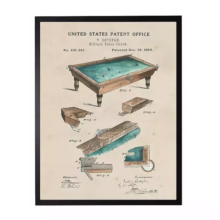 Kirklands Home Watercolor Pool Table Framed Art Print Tan Sale