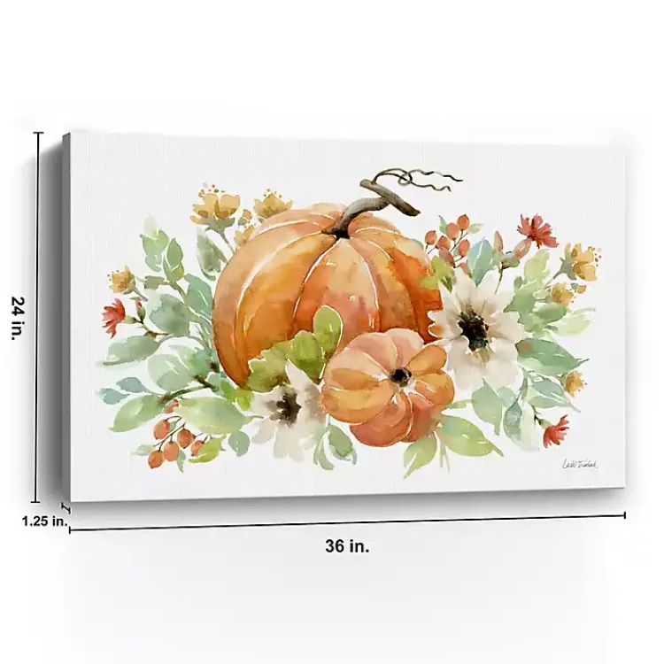 Fall>Kirklands Home Watercolor Pumpkins Canvas Art Print, 36x24 in.