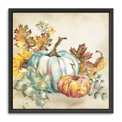 Fall>Kirklands Home Watercolor Pumpkins Framed Canvas Art Print Multi