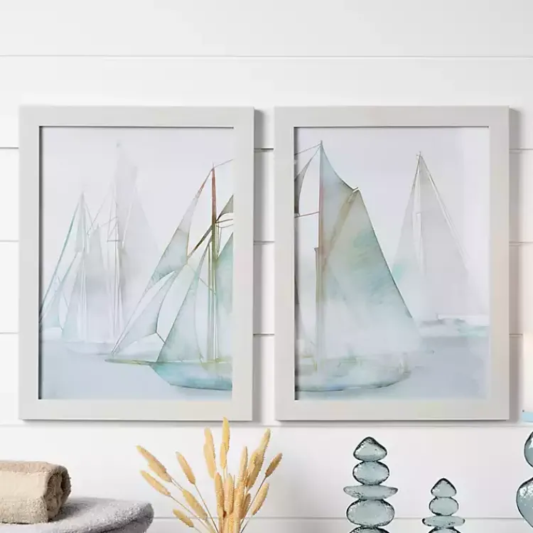 Kirklands Home Watercolor Sailboats Framed Art Prints, Set of 2 Multi Hot