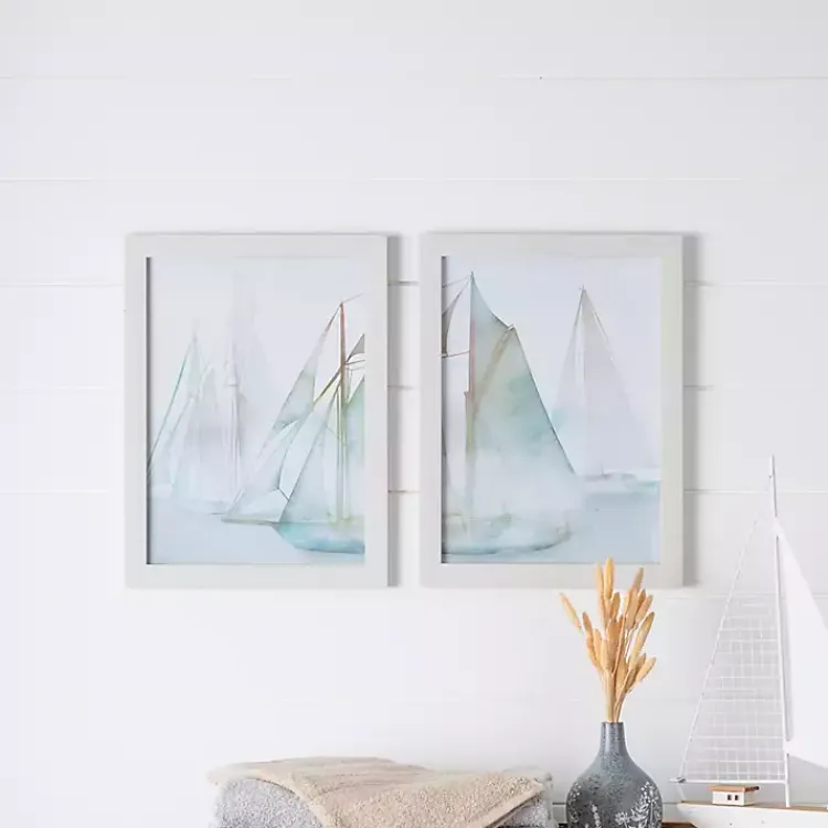 Kirklands Home Watercolor Sailboats Framed Art Prints, Set of 2 Multi Hot