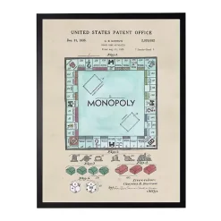 Kirklands Home Watercolor Vintage Monopoly Framed Art Print New